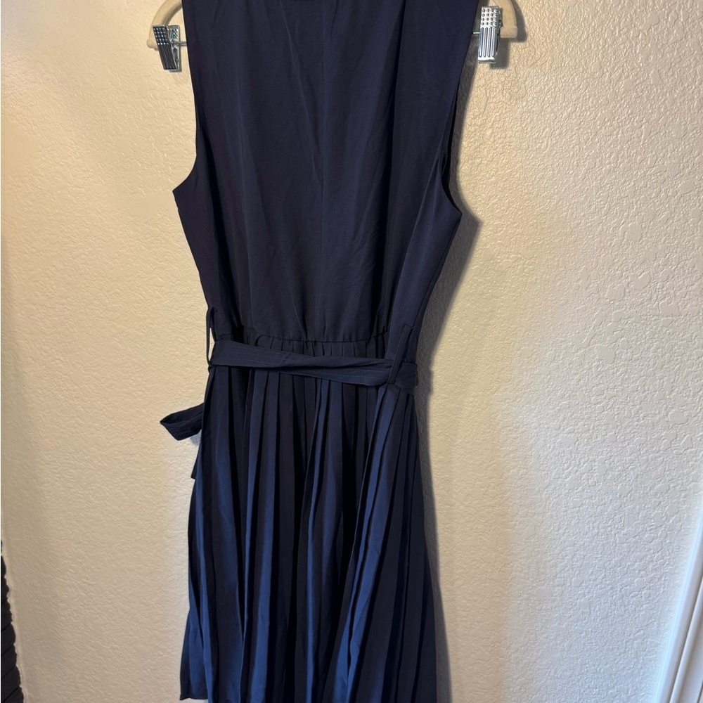 Grace Karin Navy Sleeveless V-Neck Pleated Chiffon Belted Mini Dress Size M NEW - Picture 7 of 7